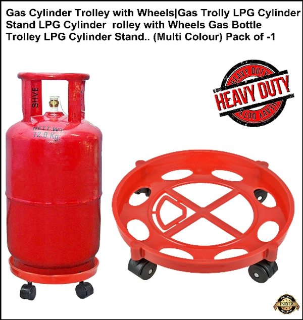 Gas Cylinder Trolley with Wheels|Gas Trolly|Lpg Cylinder Stand LPG Cylinder Trolley with Wheels Gas Bottle Trolley LPG Cylinder Stand.. (Multi Colour) 